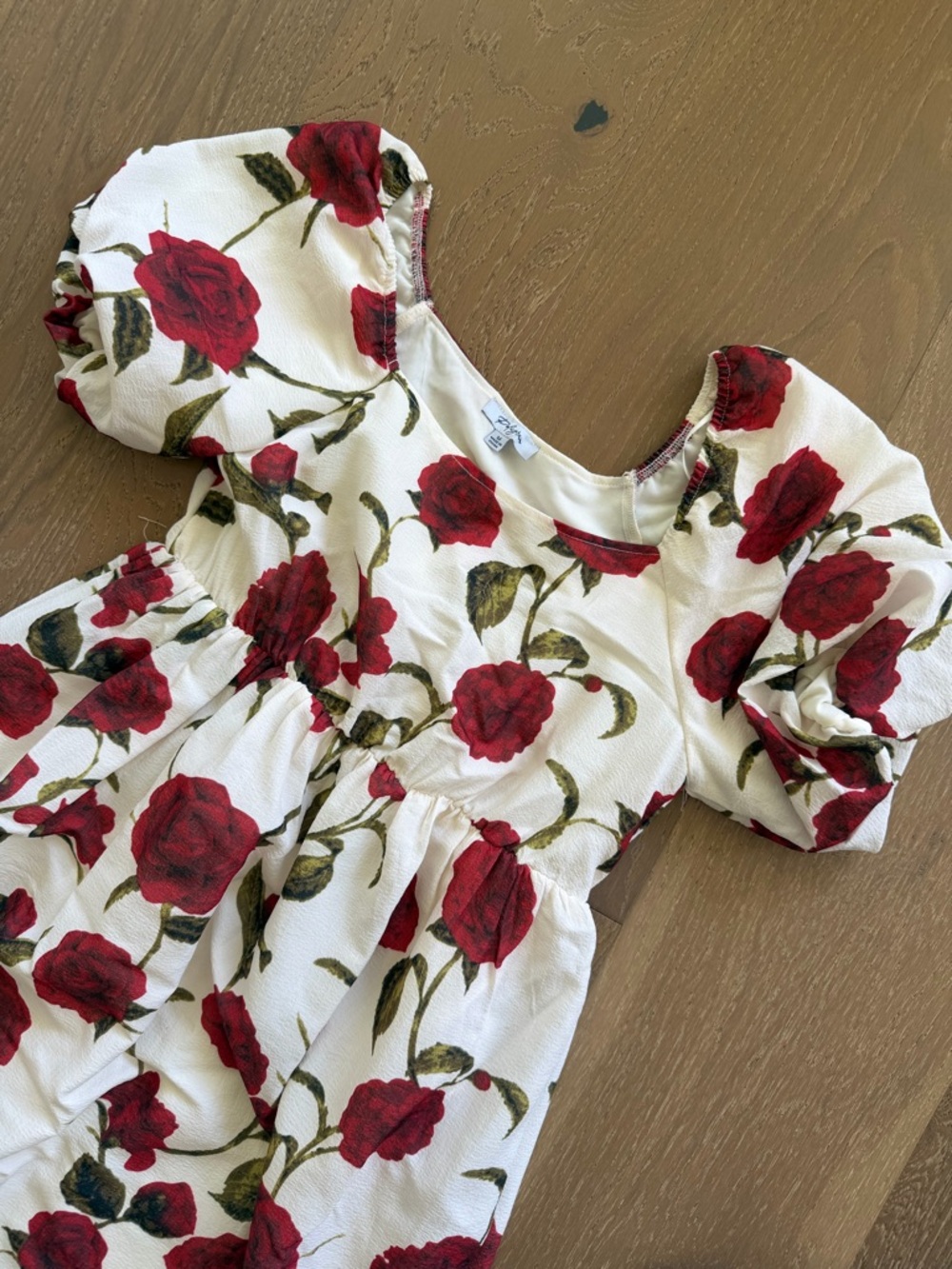 Palladium White Midi Dress with Red Rose Print